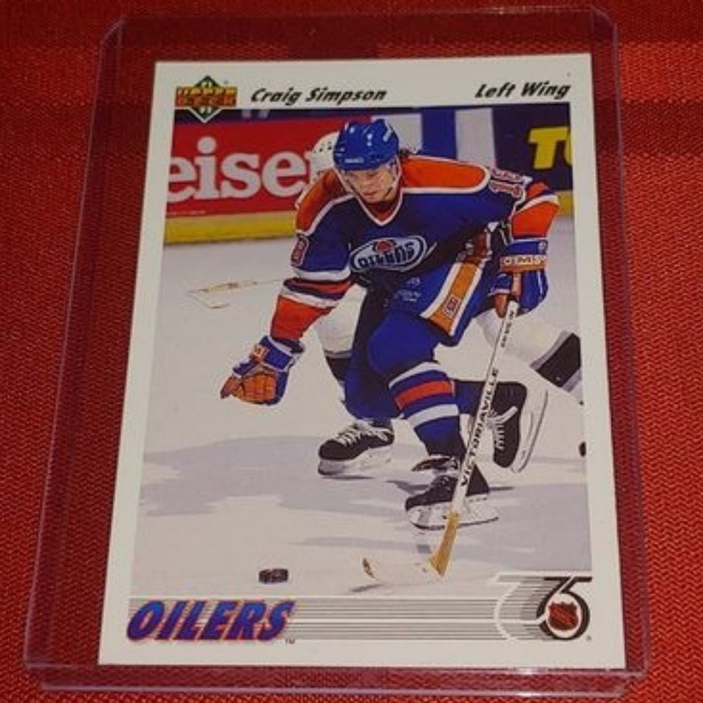 1991 UPPER DECK, CRAIG SIMPSON HOCKEY CARD, NEAR MINT CONDITION!!!